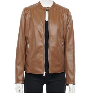 APT 9 FAUX LEATHER JACKET NWT TOFFEE BROWN